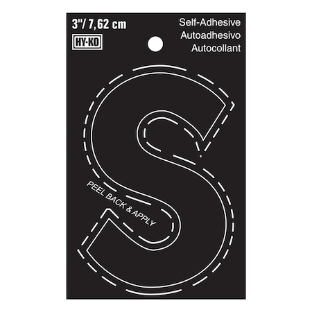 Hy-Ko 3In Black Vinyl Letter S, 10PK A30429